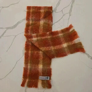 Vintage Cushendale Mohair Wool Plaid Made In Ireland Winter Scarf